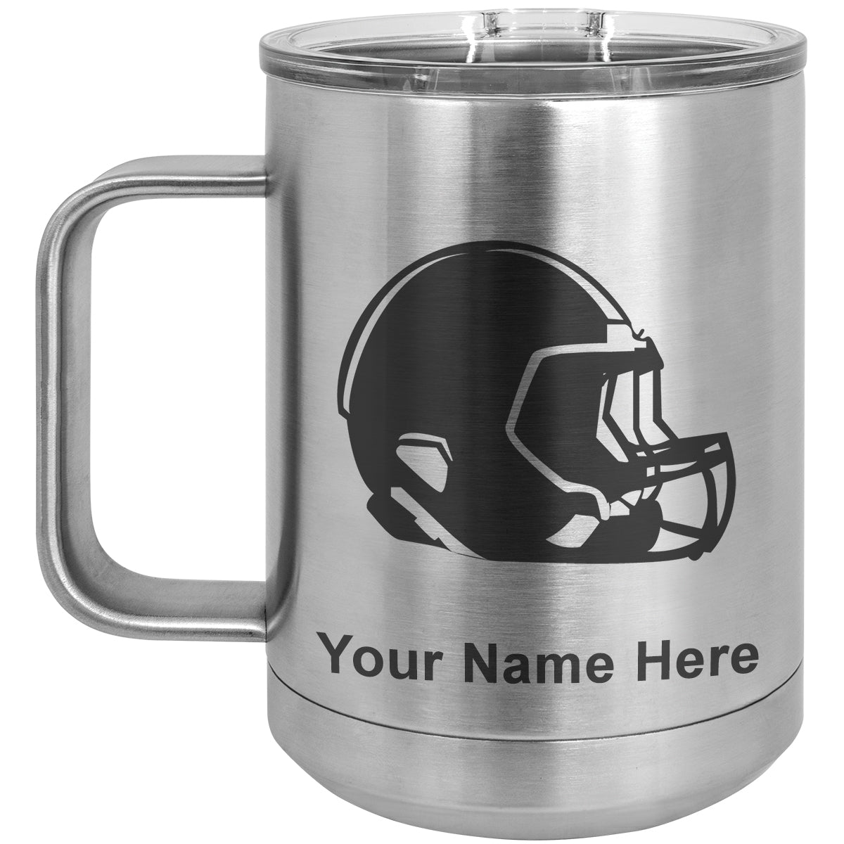 15oz Vacuum Insulated Coffee Mug, Football Helmet, Personalized Engraving Included