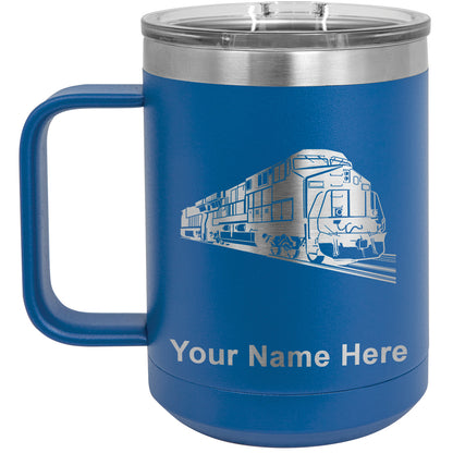 15oz Vacuum Insulated Coffee Mug, Freight Train, Personalized Engraving Included