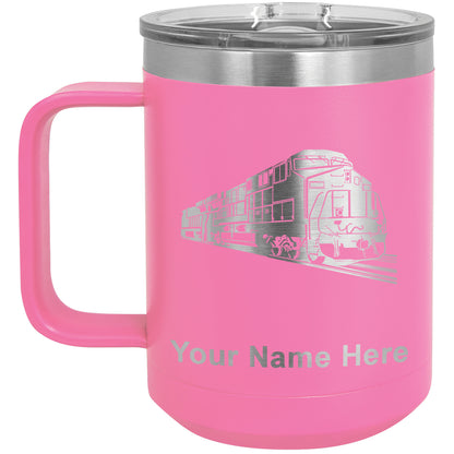 15oz Vacuum Insulated Coffee Mug, Freight Train, Personalized Engraving Included