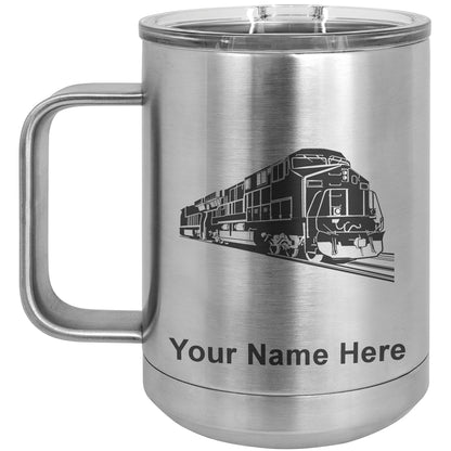 15oz Vacuum Insulated Coffee Mug, Freight Train, Personalized Engraving Included