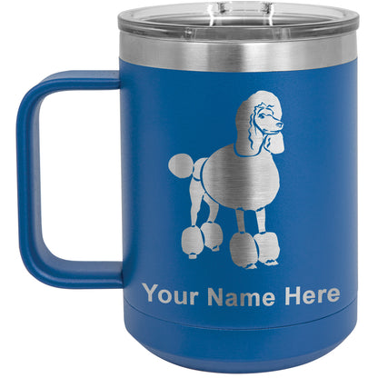 15oz Vacuum Insulated Coffee Mug, French Poodle Dog, Personalized Engraving Included