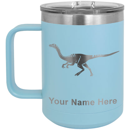 15oz Vacuum Insulated Coffee Mug, Gallimimus Dinosaur, Personalized Engraving Included