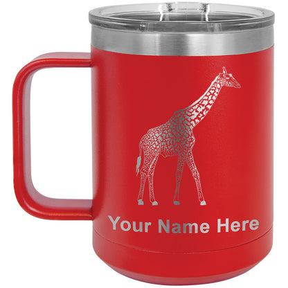 15oz Vacuum Insulated Coffee Mug, Giraffe, Personalized Engraving Included