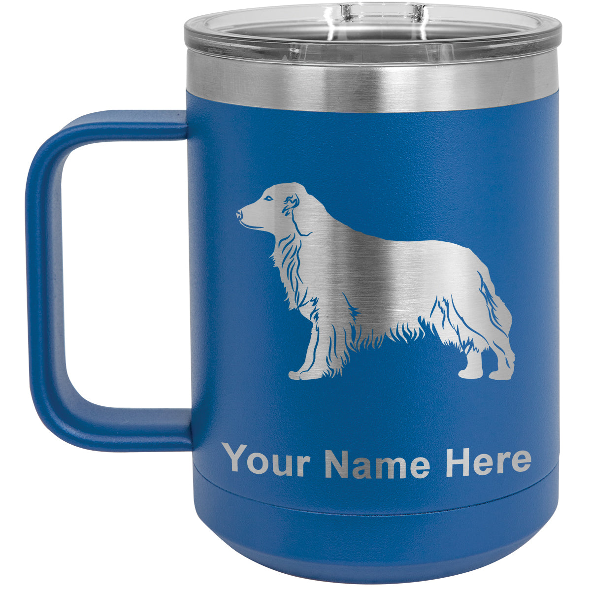 15oz Vacuum Insulated Coffee Mug, Golden Retriever Dog, Personalized Engraving Included