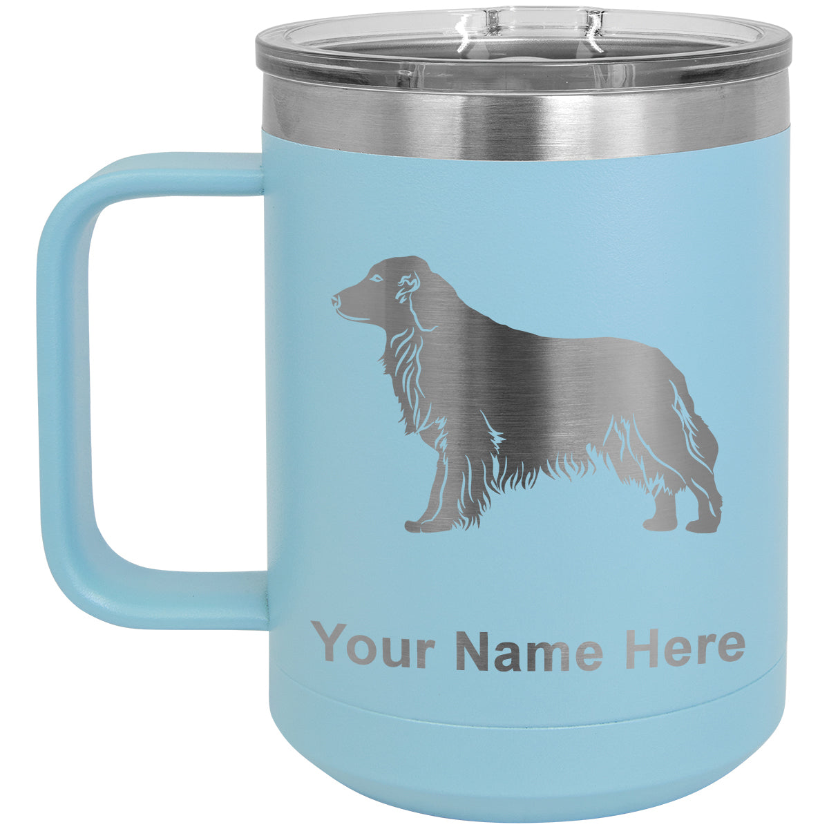 15oz Vacuum Insulated Coffee Mug, Golden Retriever Dog, Personalized Engraving Included