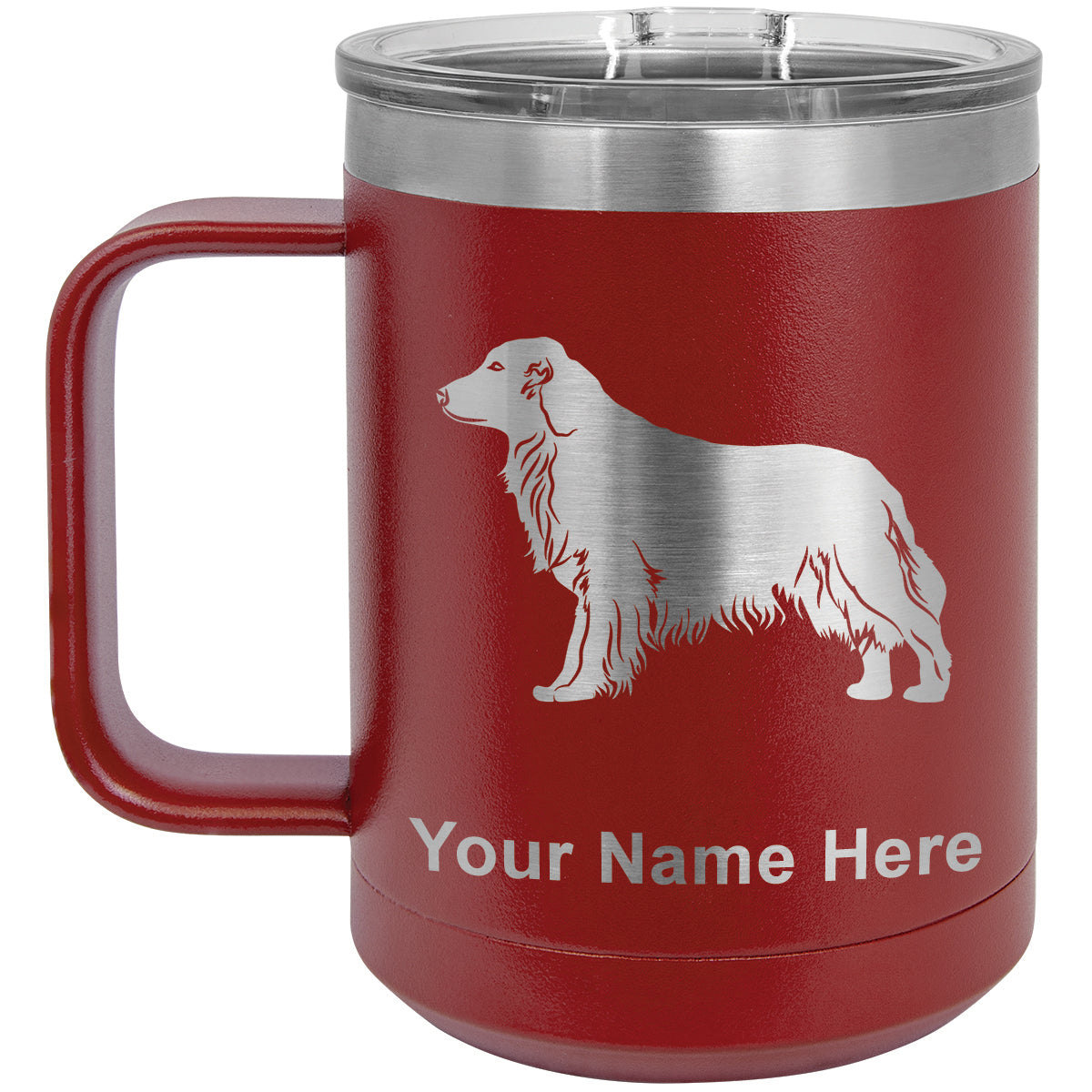 15oz Vacuum Insulated Coffee Mug, Golden Retriever Dog, Personalized Engraving Included