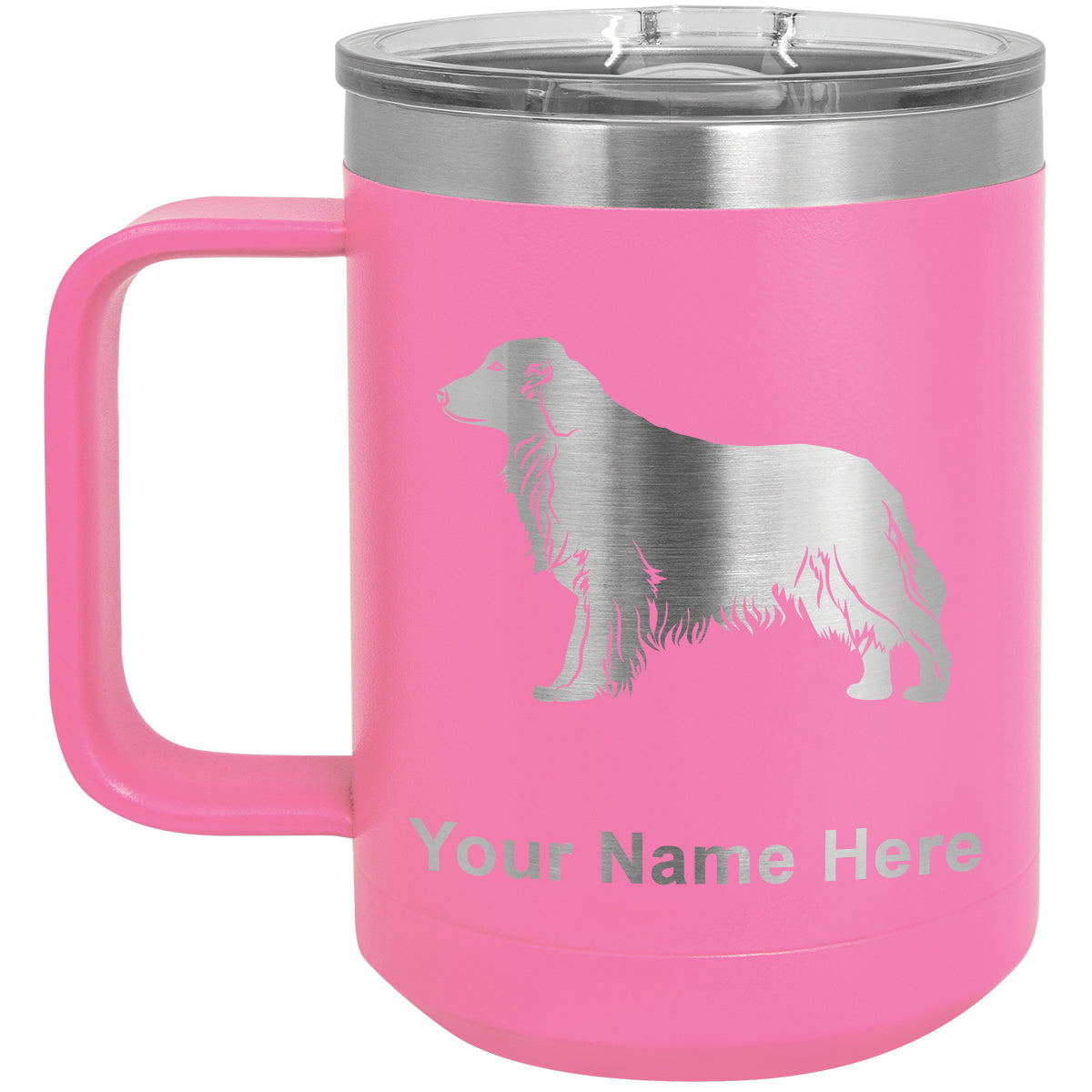 15oz Vacuum Insulated Coffee Mug, Golden Retriever Dog, Personalized Engraving Included