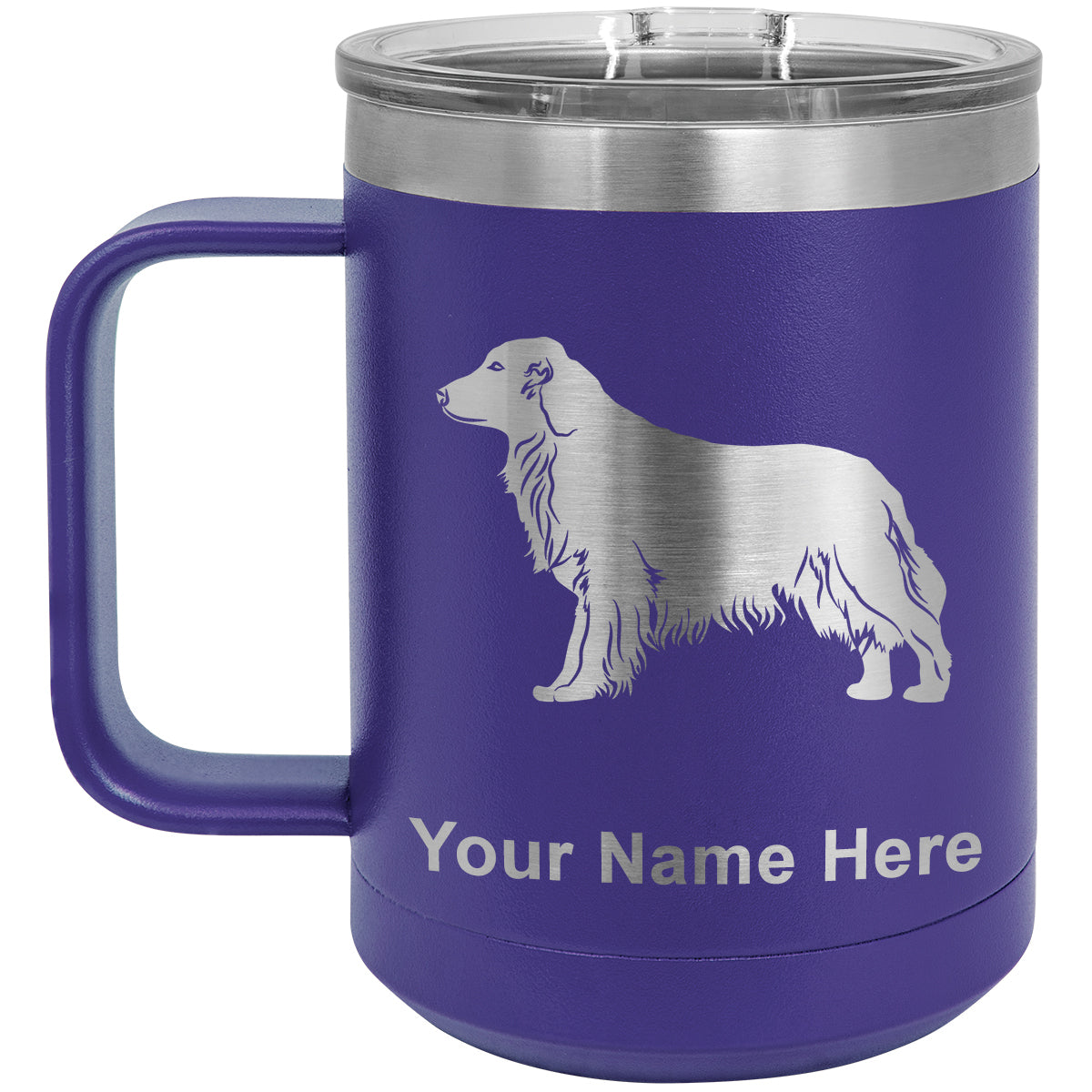 15oz Vacuum Insulated Coffee Mug, Golden Retriever Dog, Personalized Engraving Included