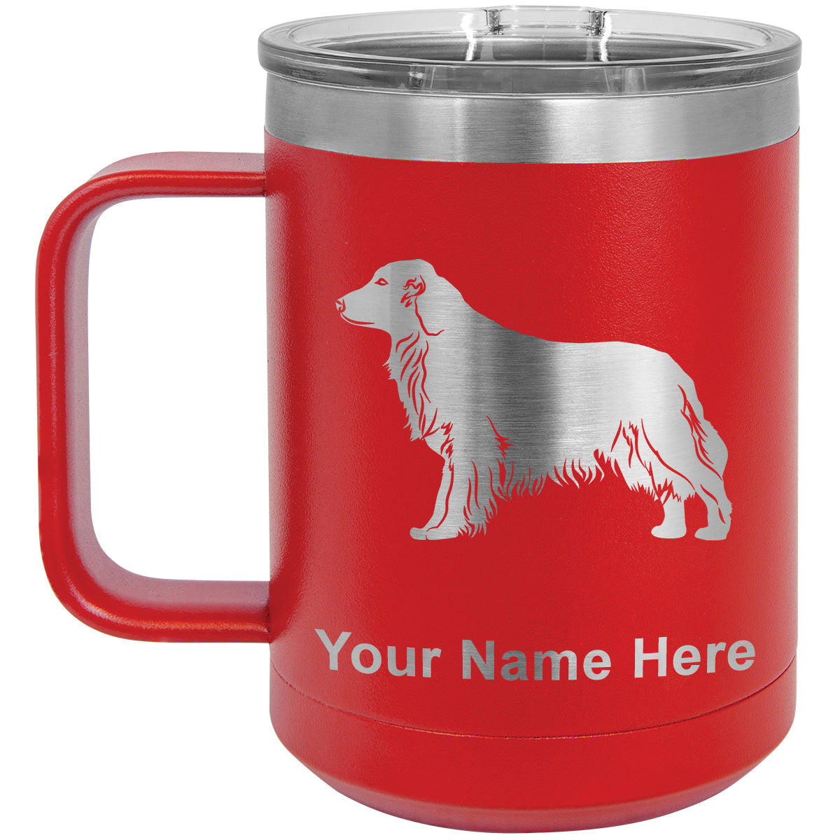 15oz Vacuum Insulated Coffee Mug, Golden Retriever Dog, Personalized Engraving Included