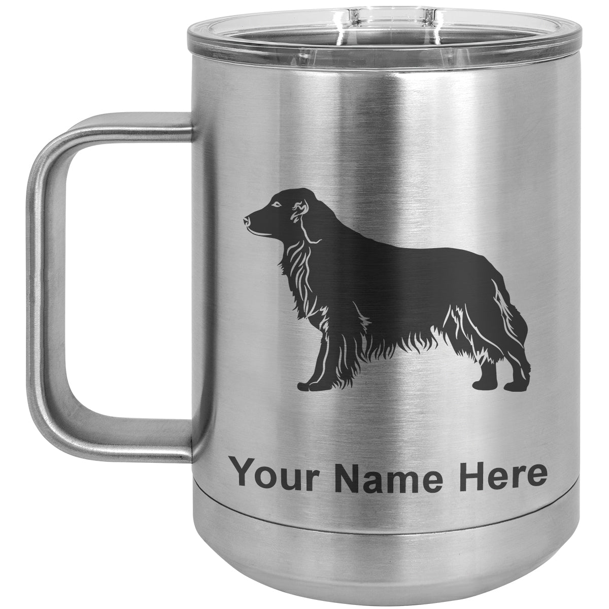 15oz Vacuum Insulated Coffee Mug, Golden Retriever Dog, Personalized Engraving Included