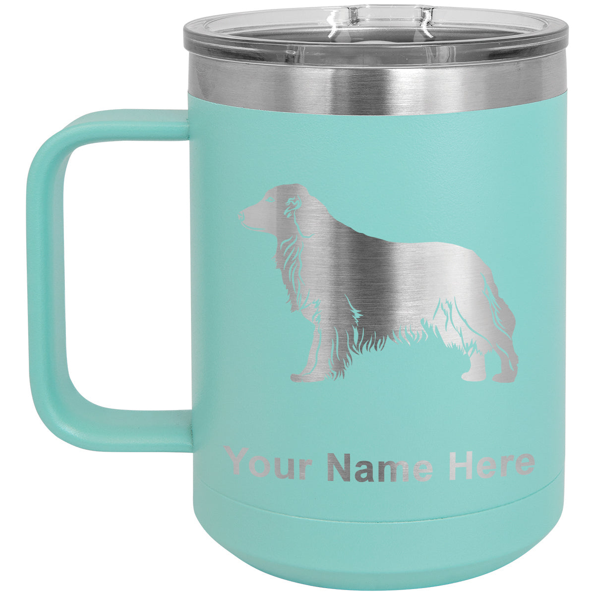 15oz Vacuum Insulated Coffee Mug, Golden Retriever Dog, Personalized Engraving Included