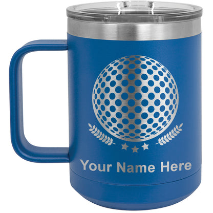 15oz Vacuum Insulated Coffee Mug, Golf Ball, Personalized Engraving Included