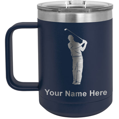 15oz Vacuum Insulated Coffee Mug, Golfer, Personalized Engraving Included