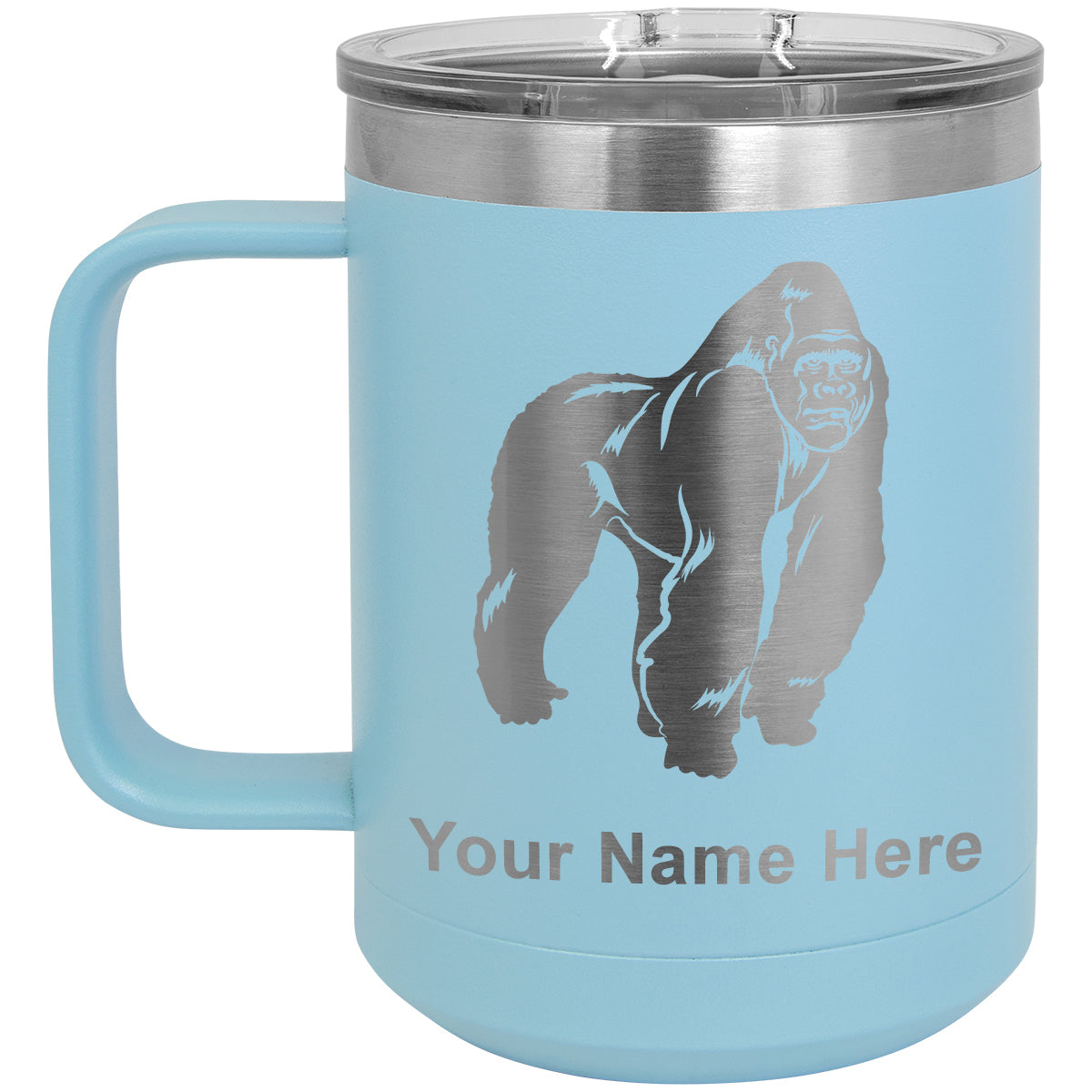 15oz Vacuum Insulated Coffee Mug, Gorilla, Personalized Engraving Included