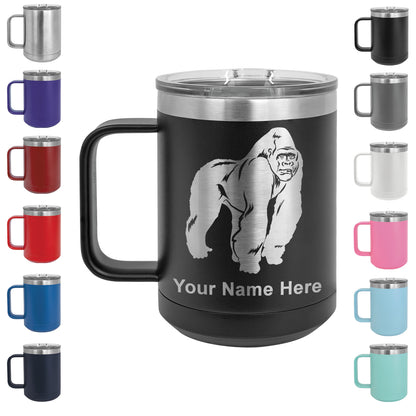 15oz Vacuum Insulated Coffee Mug, Gorilla, Personalized Engraving Included
