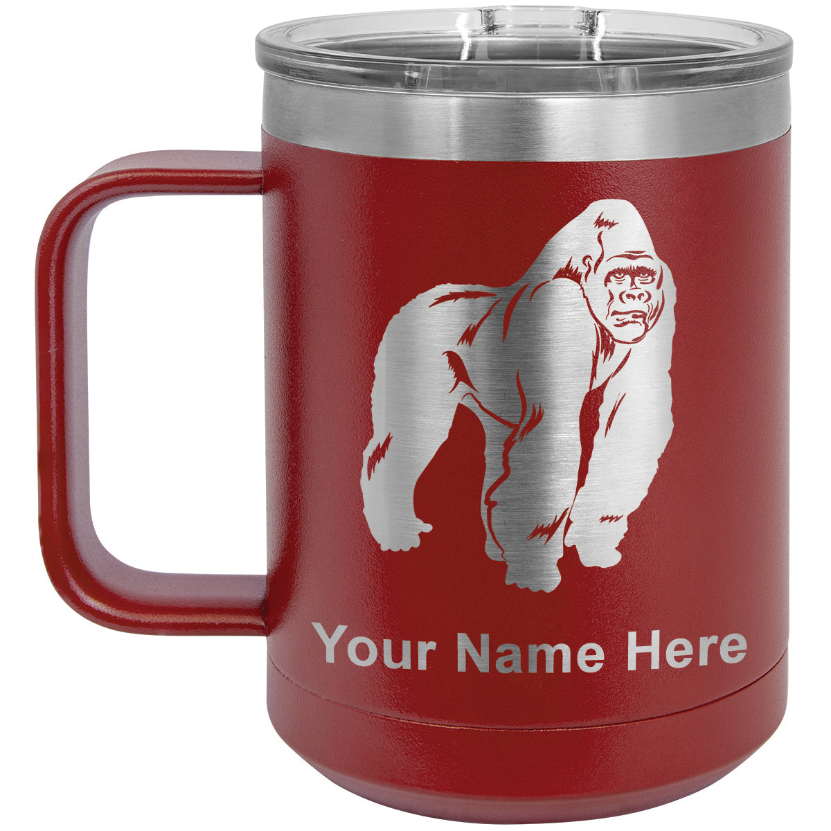 15oz Vacuum Insulated Coffee Mug, Gorilla, Personalized Engraving Included