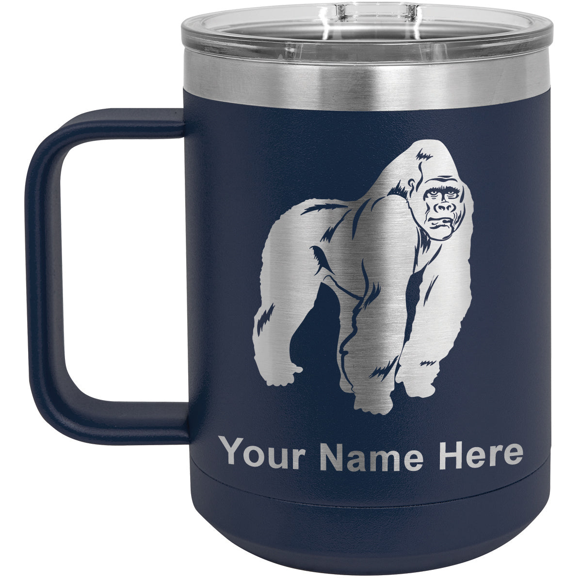 15oz Vacuum Insulated Coffee Mug, Gorilla, Personalized Engraving Included