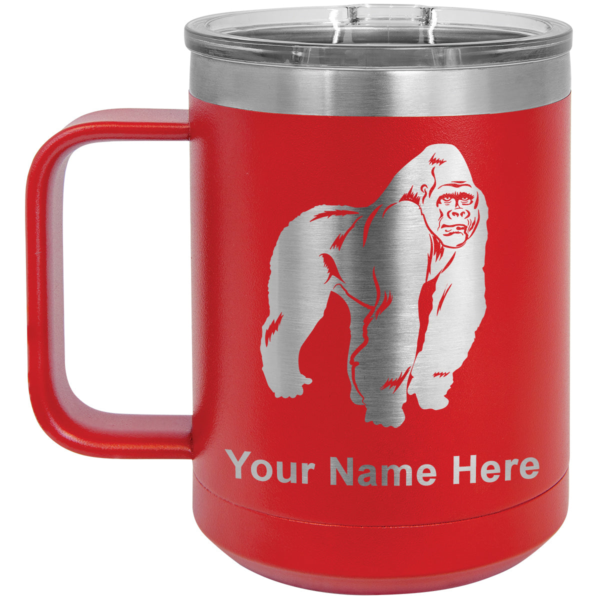 15oz Vacuum Insulated Coffee Mug, Gorilla, Personalized Engraving Included