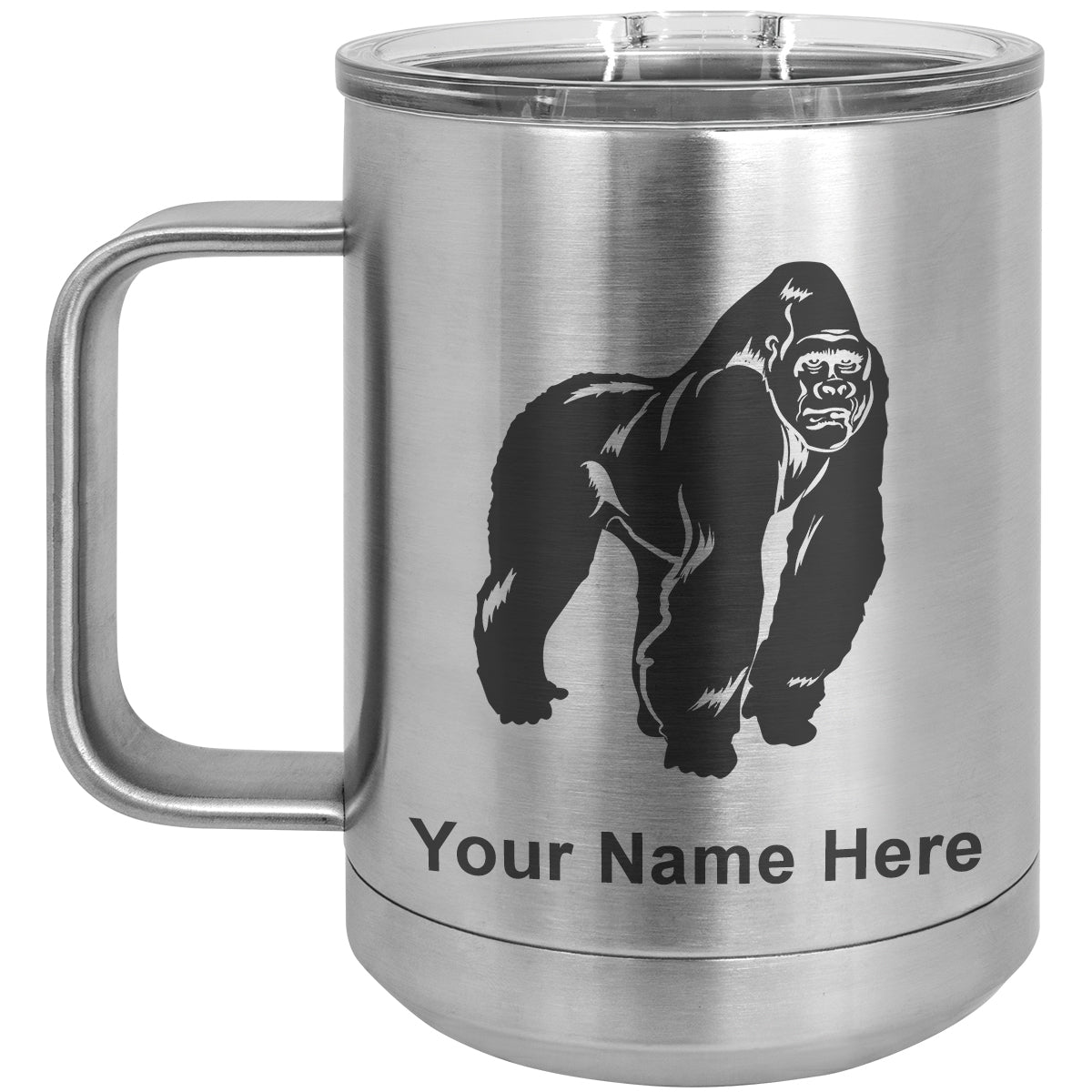 15oz Vacuum Insulated Coffee Mug, Gorilla, Personalized Engraving Included