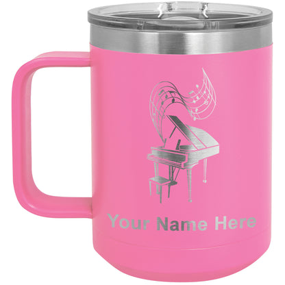 15oz Vacuum Insulated Coffee Mug, Grand Piano, Personalized Engraving Included