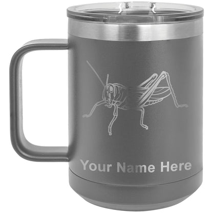 15oz Vacuum Insulated Coffee Mug, Grasshopper, Personalized Engraving Included