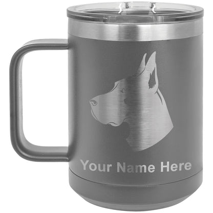 15oz Vacuum Insulated Coffee Mug, Great Dane Dog, Personalized Engraving Included