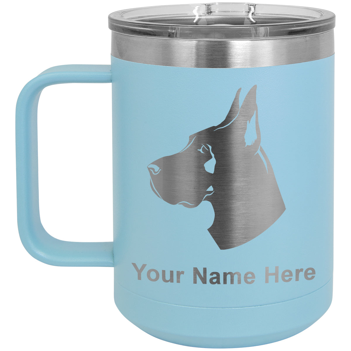 15oz Vacuum Insulated Coffee Mug, Great Dane Dog, Personalized Engraving Included