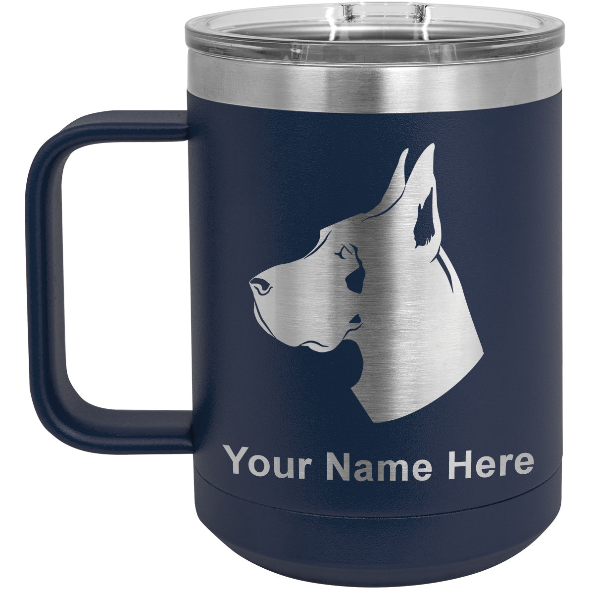 15oz Vacuum Insulated Coffee Mug, Great Dane Dog, Personalized Engraving Included