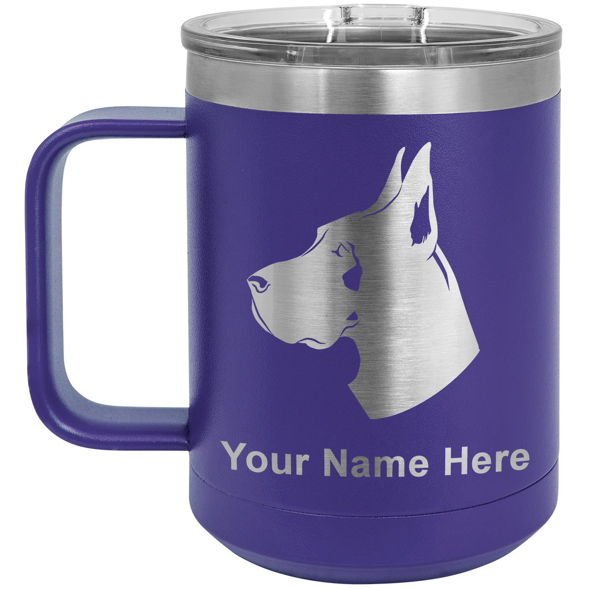 15oz Vacuum Insulated Coffee Mug, Great Dane Dog, Personalized Engraving Included