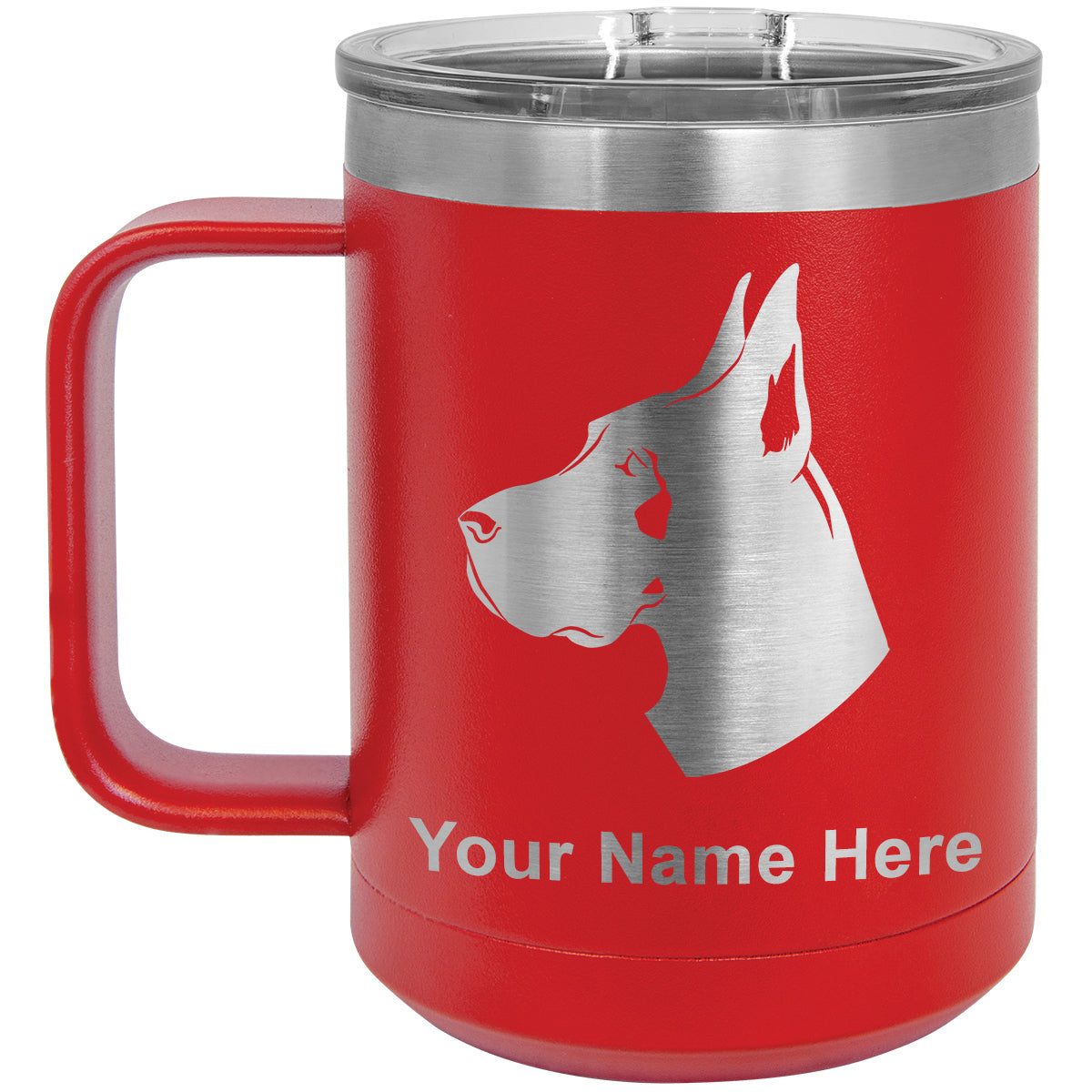 15oz Vacuum Insulated Coffee Mug, Great Dane Dog, Personalized Engraving Included