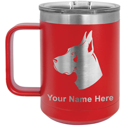 15oz Vacuum Insulated Coffee Mug, Great Dane Dog, Personalized Engraving Included