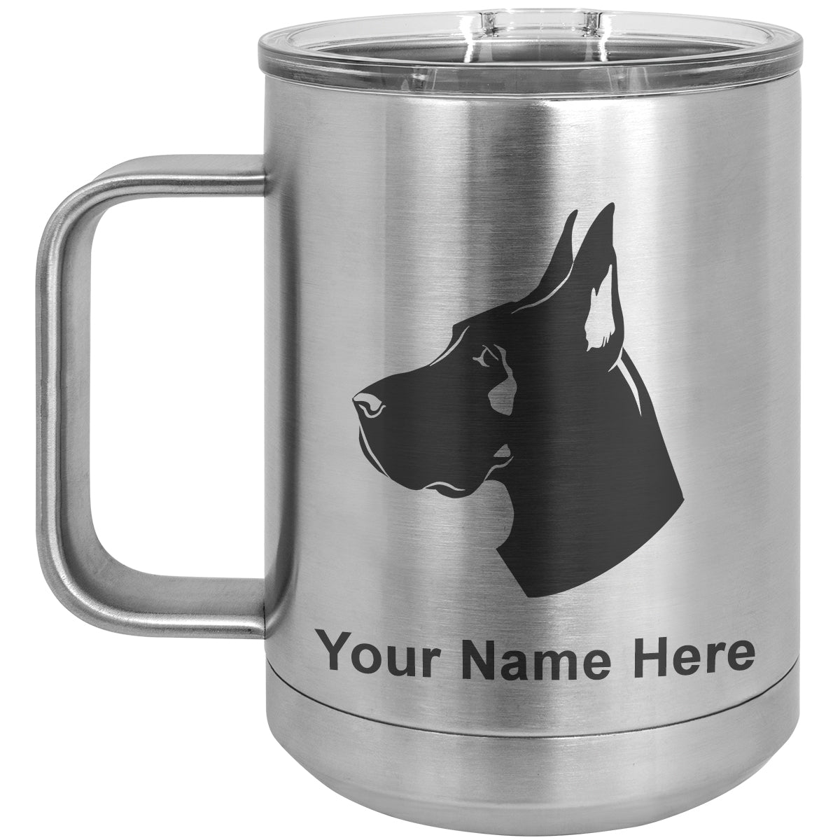 15oz Vacuum Insulated Coffee Mug, Great Dane Dog, Personalized Engraving Included