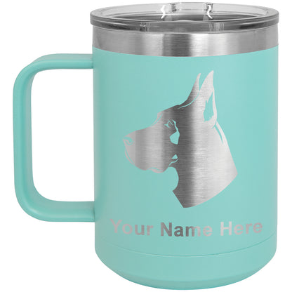 15oz Vacuum Insulated Coffee Mug, Great Dane Dog, Personalized Engraving Included