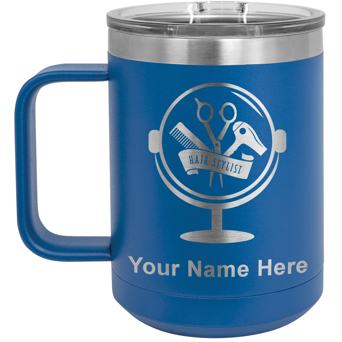 15oz Vacuum Insulated Coffee Mug, Hair Stylist, Personalized Engraving Included