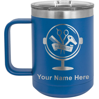 15oz Vacuum Insulated Coffee Mug, Hair Stylist, Personalized Engraving Included