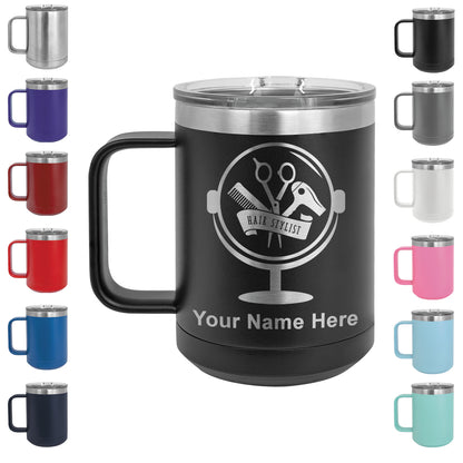 15oz Vacuum Insulated Coffee Mug, Hair Stylist, Personalized Engraving Included