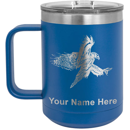 15oz Vacuum Insulated Coffee Mug, Hawk, Personalized Engraving Included