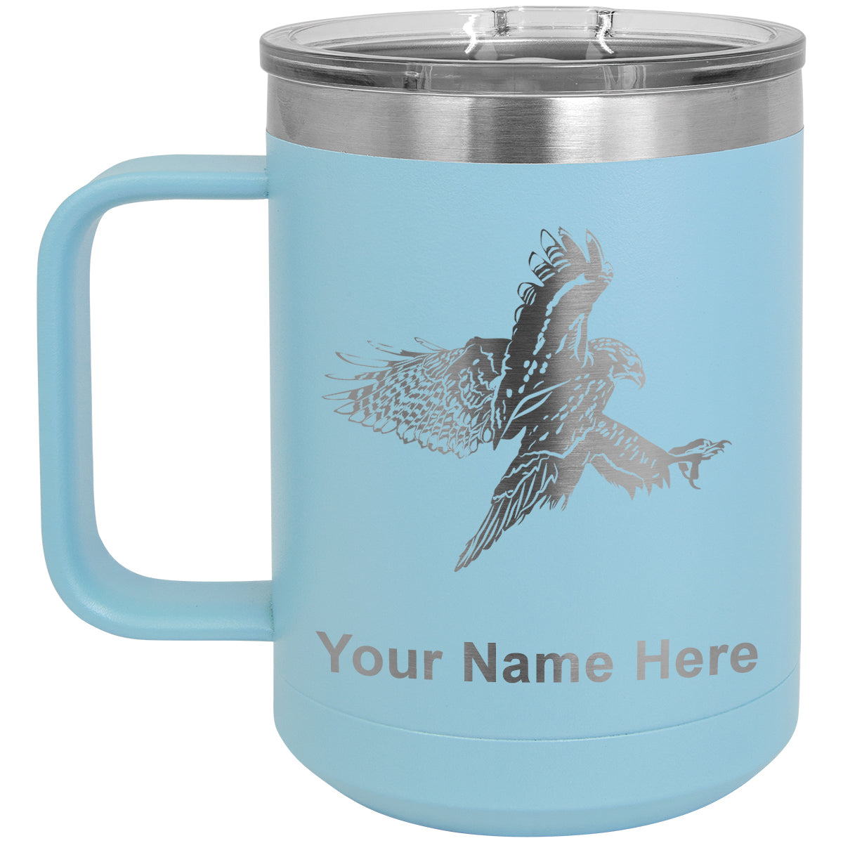 15oz Vacuum Insulated Coffee Mug, Hawk, Personalized Engraving Included