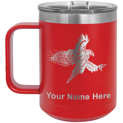 15oz Vacuum Insulated Coffee Mug, Hawk, Personalized Engraving Included