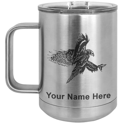15oz Vacuum Insulated Coffee Mug, Hawk, Personalized Engraving Included