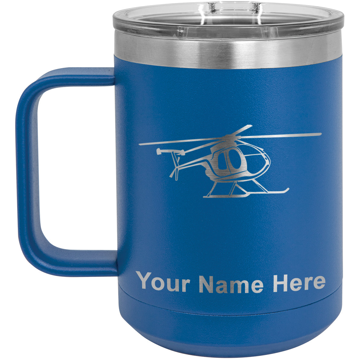 15oz Vacuum Insulated Coffee Mug, Helicopter 1, Personalized Engraving Included