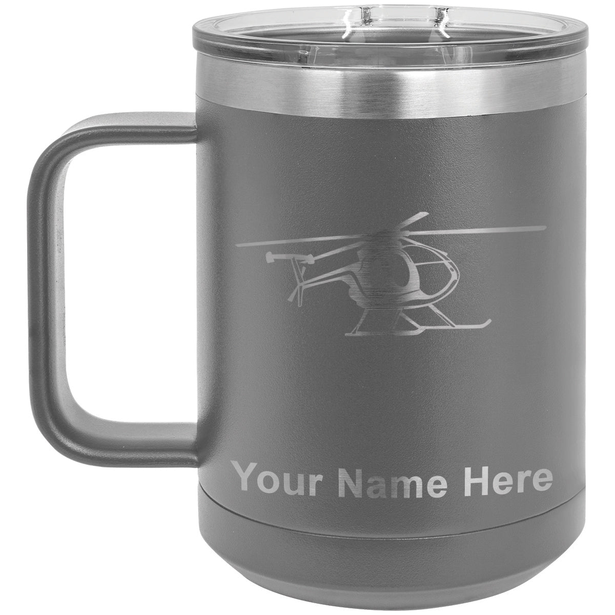 15oz Vacuum Insulated Coffee Mug, Helicopter 1, Personalized Engraving Included