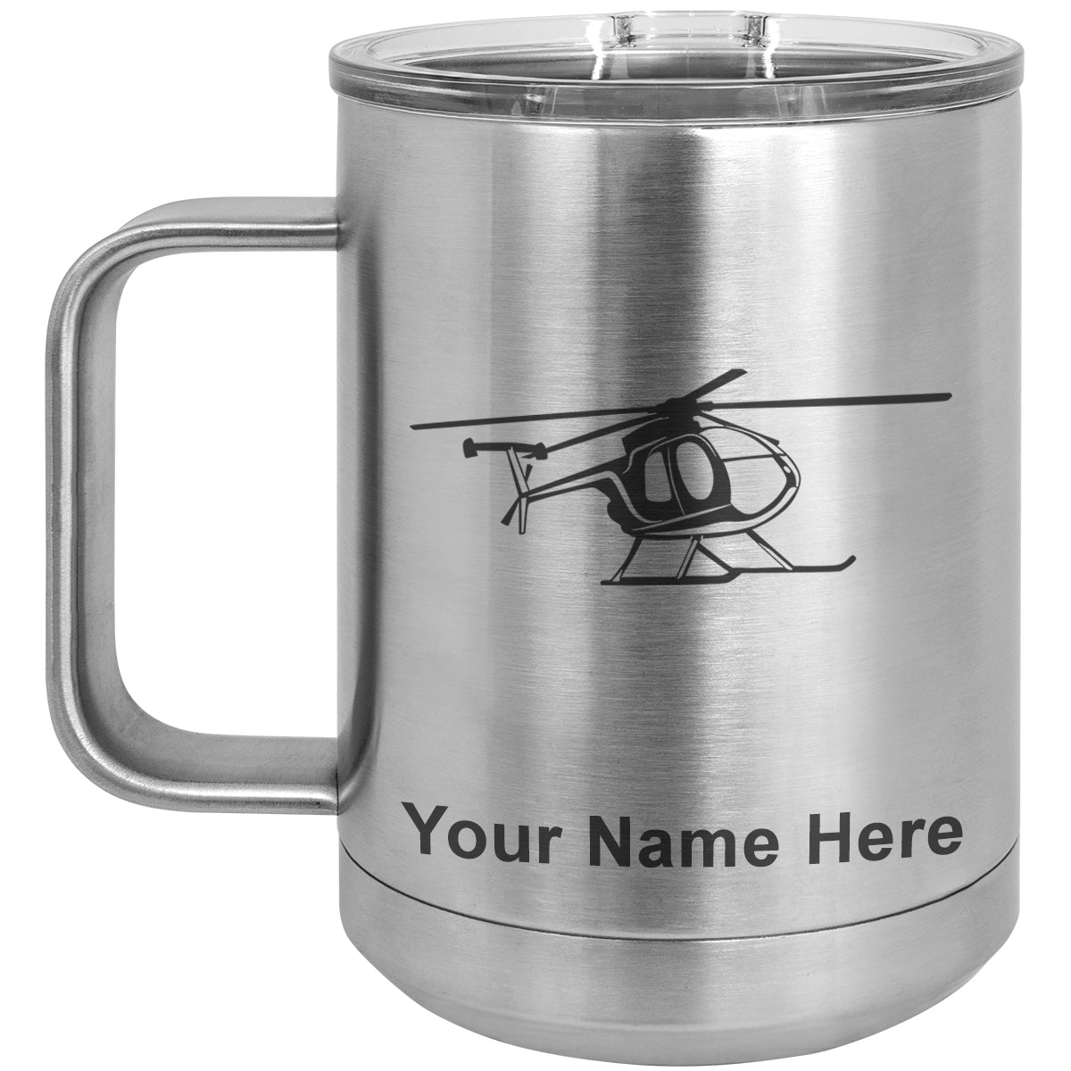 15oz Vacuum Insulated Coffee Mug, Helicopter 1, Personalized Engraving Included