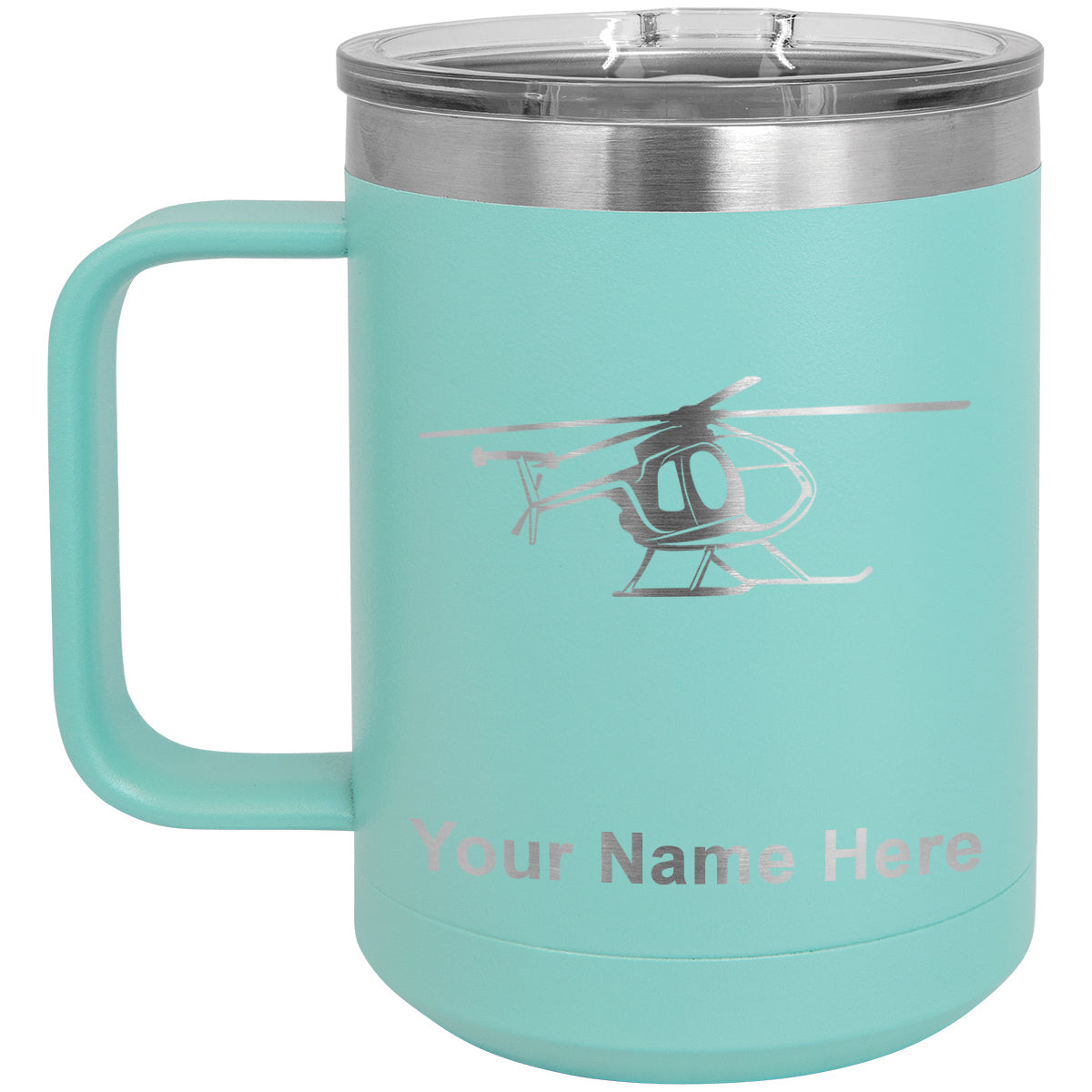 15oz Vacuum Insulated Coffee Mug, Helicopter 1, Personalized Engraving Included
