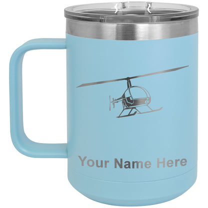 15oz Vacuum Insulated Coffee Mug, Helicopter 2, Personalized Engraving Included