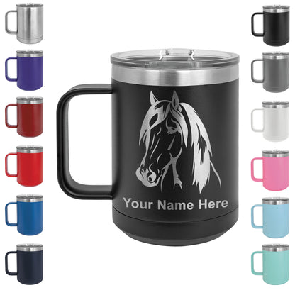 15oz Vacuum Insulated Coffee Mug, Horse Head 1, Personalized Engraving Included