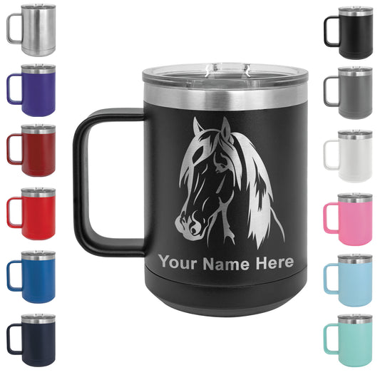 15oz Vacuum Insulated Coffee Mug, Horse Head 1, Personalized Engraving Included