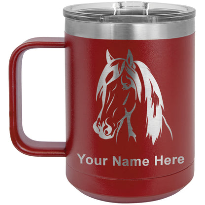 15oz Vacuum Insulated Coffee Mug, Horse Head 1, Personalized Engraving Included