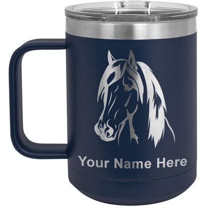 15oz Vacuum Insulated Coffee Mug, Horse Head 1, Personalized Engraving Included
