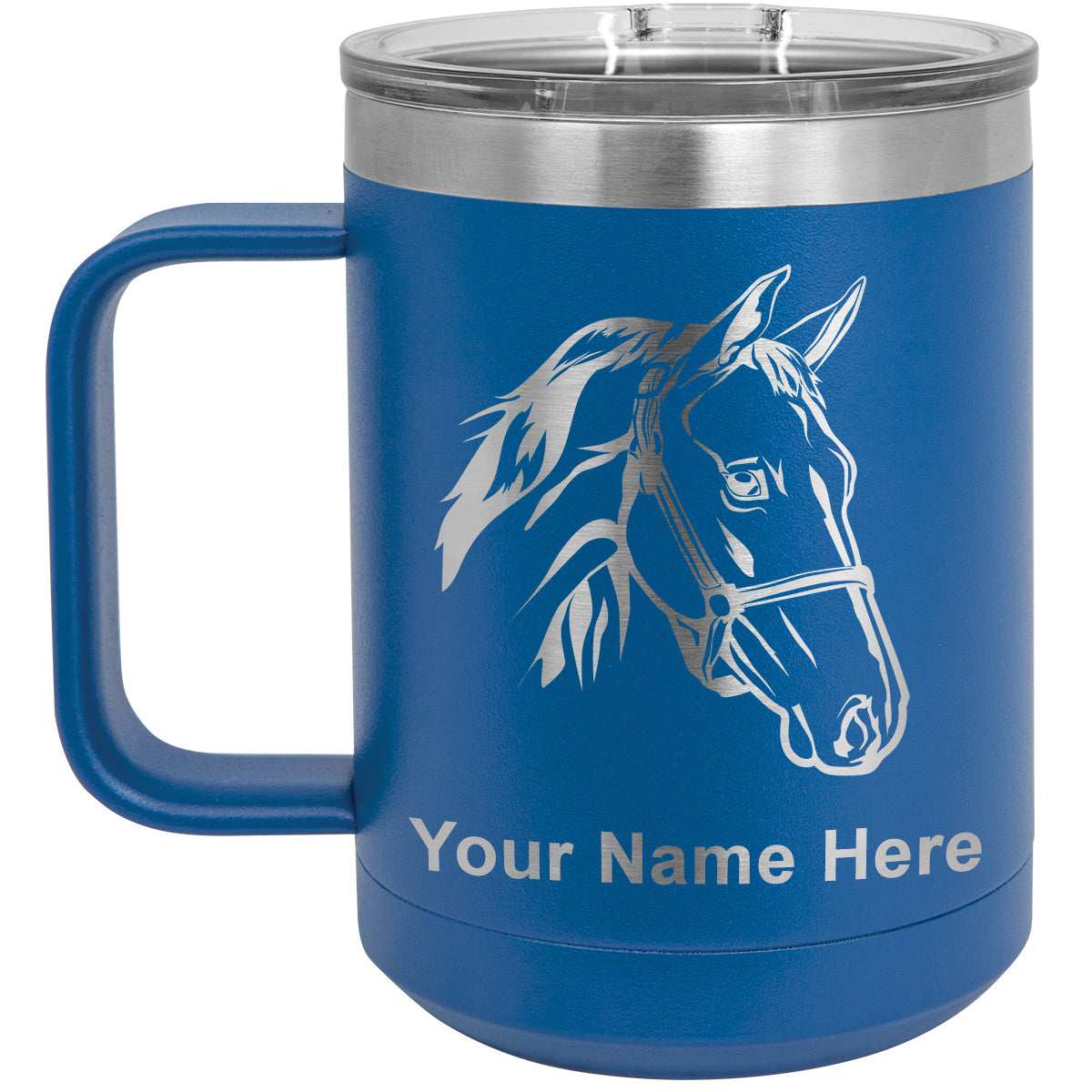 15oz Vacuum Insulated Coffee Mug, Horse Head 2, Personalized Engraving Included